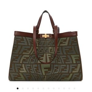 Fendi SARAH COLEMAN Canvas FF Fish Eye Embroidered Medium Peekaboo X-Tote